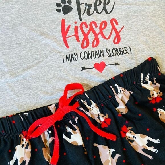 New 3-pc Valentine Dogs Pajamas Sleep Shorts Set S - Picture 3 of 4